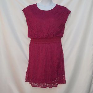 New Lace Pink Dress with Elastic Around the Waist